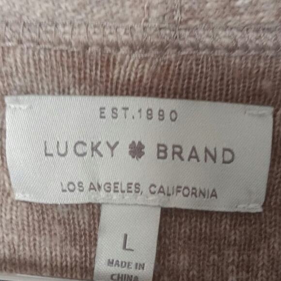 Lucky Brand Boho Open Fringe Cardigan Tan Womens Large - Picture 4 of 4